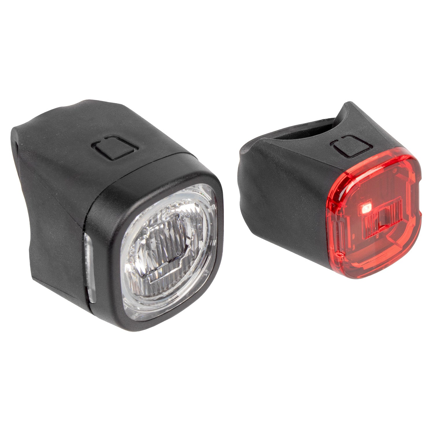 fahrradbeleuchtung 40 lux M-Wave LED-Beleuchtungs-Set mit Akkubetrieb 40 Lux