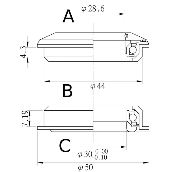 Ahead-Semi-Integrated-Steuersatz, 1.1/8 Zoll, Alu/ Stahl, schwarz, 28.6/44.0/30.0 mm