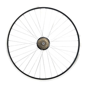 28 Zoll Hinterrad Hohlkammer Geöst Hohlachse mit Shimano Schraubkranz 7-fach + KMC Z7 Kette - 0