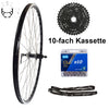 28 Zoll Hinterrad Hohlkammer Center Lock Geöst Hohlachse mit Shimano Kranz 7/8-fach + Kette, schwarz-silber