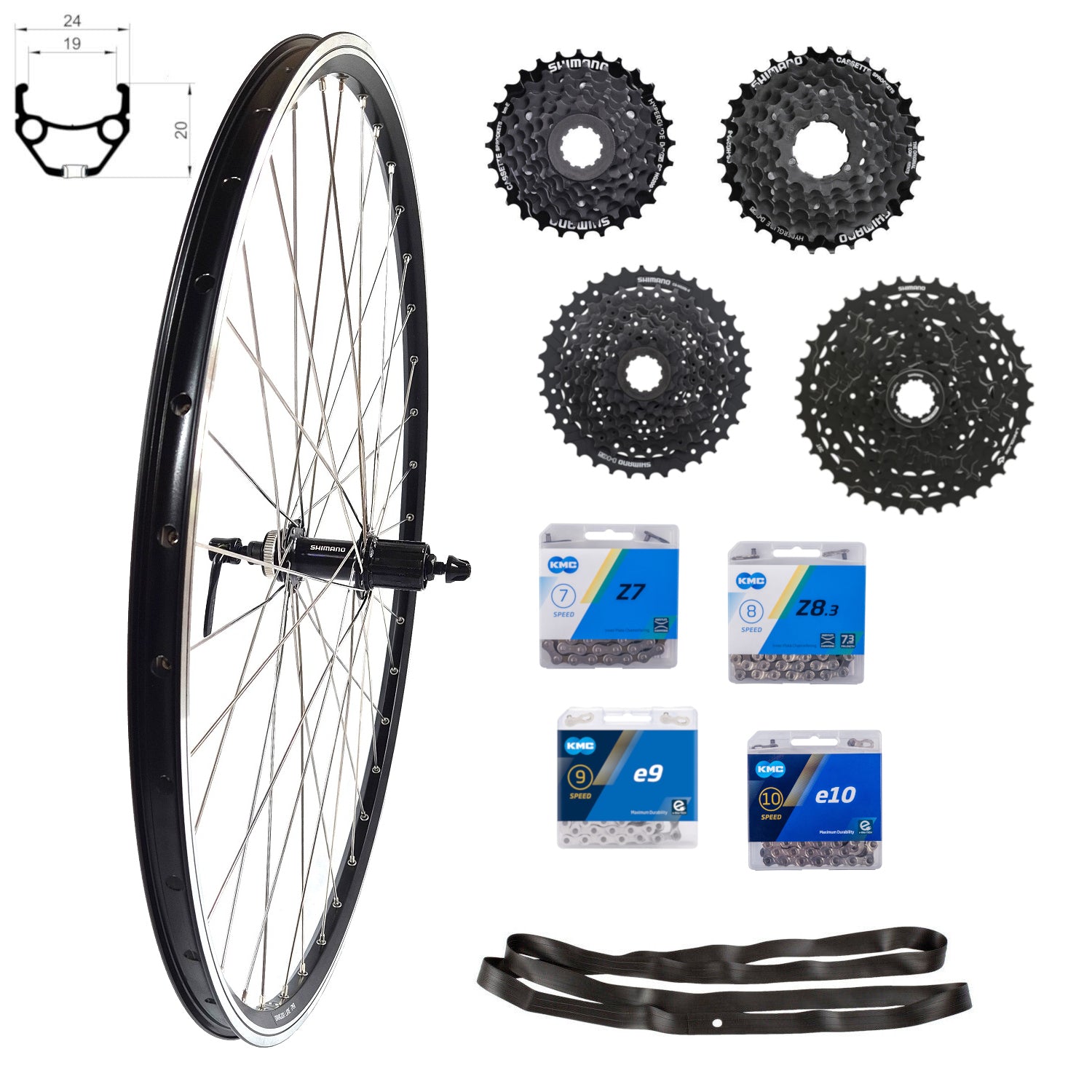 28 Zoll Hinterrad Hohlkammer Center Lock Geöst Hohlachse mit Shimano K