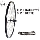 28 Zoll Hinterrad Hohlkammer Center Lock Geöst Hohlachse mit Shimano Kranz 7/8-fach + Kette, schwarz-silber-5