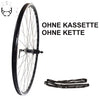 28 Zoll Hinterrad Hohlkammer Center Lock Geöst Hohlachse mit Shimano Kranz 7/8-fach + Kette, schwarz-silber