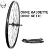 28 Zoll Hinterrad Hohlkammer Geöst Hohlachse mit Shimano Kranz 7/8-fach + Kette, schwarz-silber