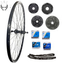 28 Zoll Hinterrad Hohlkammer Center Lock Geöst Hohlachse mit Shimano Kranz 7/8-fach + Kette, schwarz-silber-1