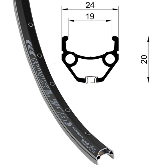 28 Zoll Hinterrad Hohlkammer Center Lock Geöst Hohlachse mit Shimano Kranz 7/8-fach + Kette, schwarz-silber