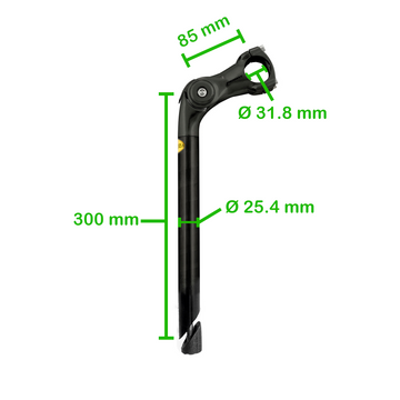 Promax Lenkervorbau 85x300mm Alu/Stahl für 1.1/8 Zoll, 31.8 Lenkerklemmung, verstellbar, schwarz - 0