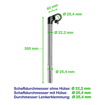 Promax Lenkervorbau 40x300mm Alu/Stahl für 1-1.1/8 Zoll - 0