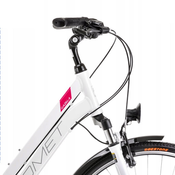 28 Zoll Romet Gazela Trekkingrad Weiss-Rot Detailbild Lenker