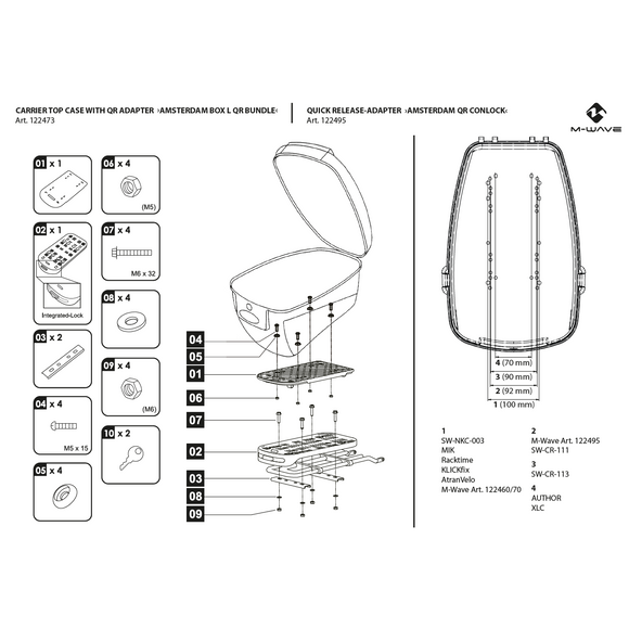 M-Wave Topcase Fahrradkoffer Amstderdam L 17 Liter mit Clip-On Halter