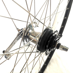 28 Zoll Hinterrad 7-Gang Shimano Nabenschaltung Rücktritt, Geöste Alu-Hohlkammerfelge schwarz-silber - 0