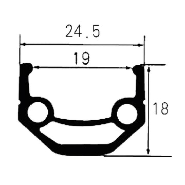27.5 Zoll Ventura Hohlkammerfelge 36 Loch schwarz - 0