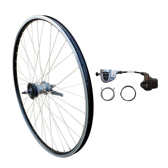 28 Zoll Hinterrad 3-Gang Shimano Nabenschaltung Rücktritt, schwarz-silber