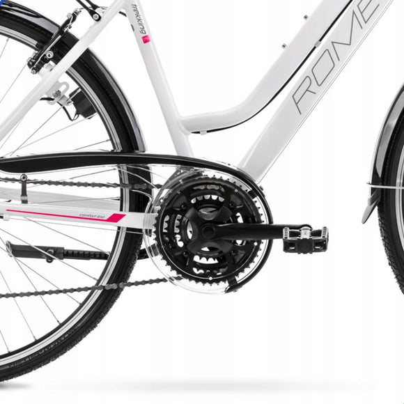 28 Zoll Romet Gazela Trekkingrad Weiss-Rot Detailbild Garnitur