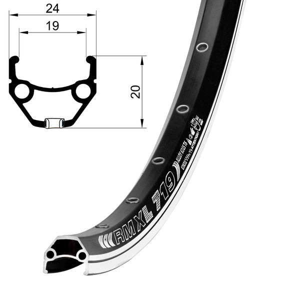 28 Zoll Hinterrad Hohlkammer Geöst Hohlachse mit Shimano Schraubkranz 7-fach + KMC Z7 Kette