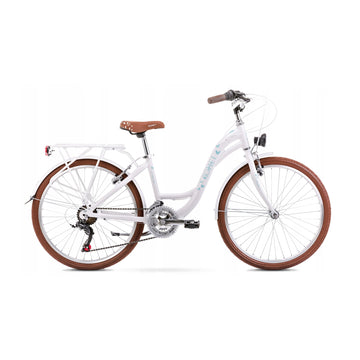 24 Zoll Romet Panda 1 Kinderfahrrad 21-Gang, 13" Alurahmen, Weiss