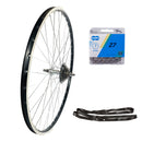 28 Zoll Hinterrad Hohlkammer Geöst Hohlachse mit Shimano Schraubkranz 7-fach + KMC Z7 Kette-1