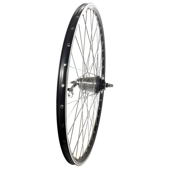 28 Zoll Hinterrad 7-Gang Shimano Nabenschaltung Rücktritt, Geöste Alu-Hohlkammerfelge schwarz-silber
