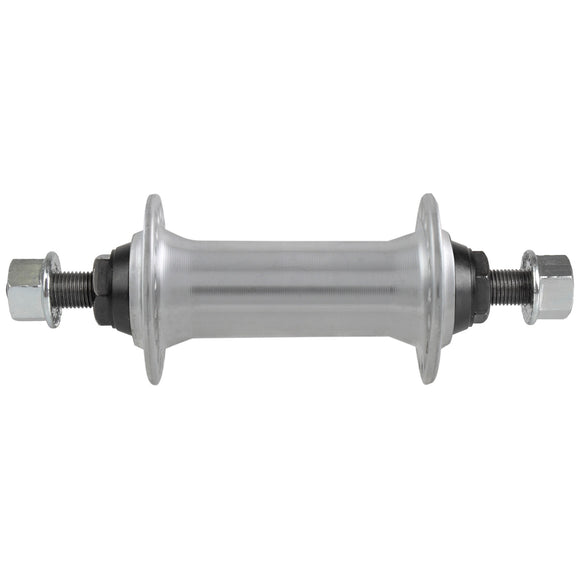 Vorderradnabe Alu, Einbaumaß 100mm, Achslänge 145mm, 3/8" Gewinde, silber