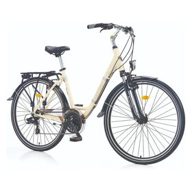 28 Zoll Corelli Mocha 1.0 Cityfahrrad 21-Gang, 48cm Rahmenhöhe, Alurahmen Grau-Beige