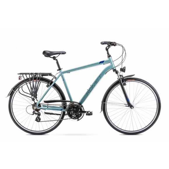 28 Zoll ROMET Wagant 1 Trekkingrad 21-Gang 21" Alurahmen, Silber-Blau