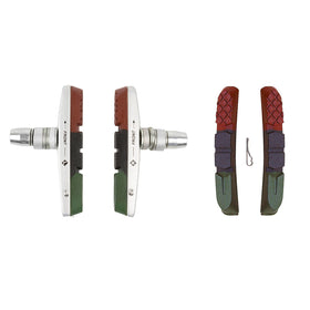 1 Paar V-Bremsschuhe 70mm asymetrisch mit Bolzen mit Gewinde inkl. Ersatzbelag