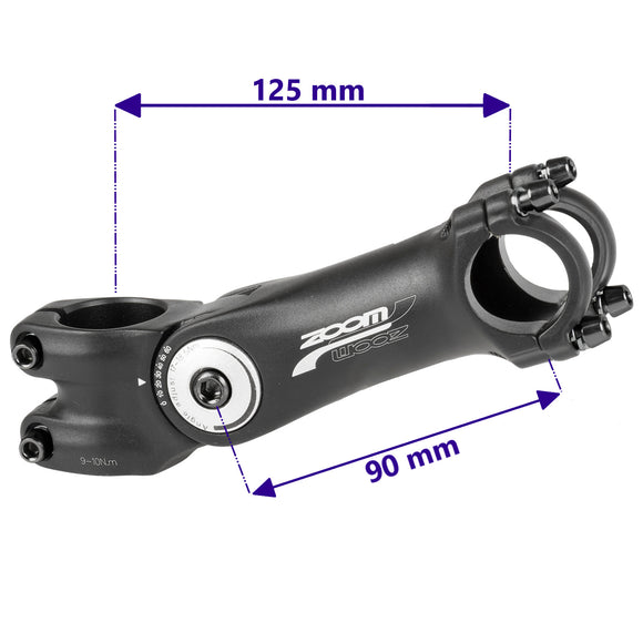 Zoom Ahead-Vorbau 1.1/8 Zoll 125mm für 25.4mm oder 31.8mm Lenker, verstellbar