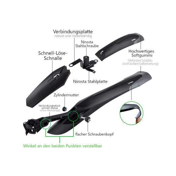 RBRL RL-890 MTB-Schutzbleche 26-27.5 Zoll mit Schnellverschluss