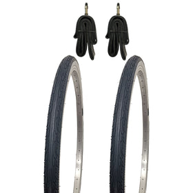 Kujo 2x 26x1 3/8 Zoll Fahrradreifen mit Weisswand inkl. Schläuche DV, 37-590, KU-2012