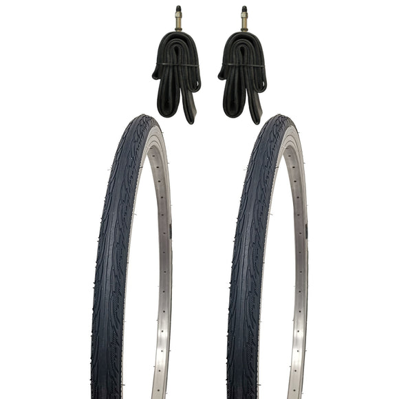 Kujo 2x 26x1 3/8 Zoll Fahrradreifen mit Weisswand inkl. Schläuche DV, 37-590, KU-2012