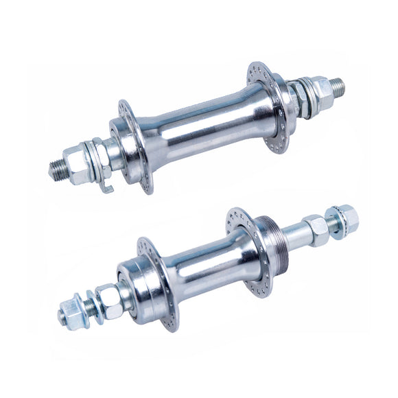 Fahrradnaben Set Vorderradnabe Hinterradnabe Vollachse Silber Galvanisiert