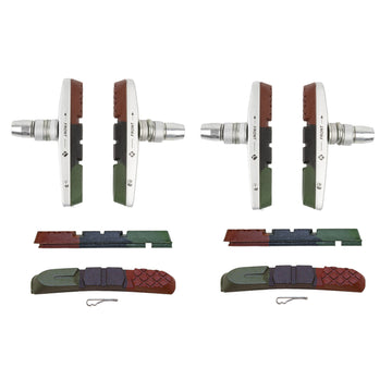 2 Paar V-Bremsschuhe 70mm asymetrisch mit Bolzen mit Gewinde inkl. Ersatzbelag
