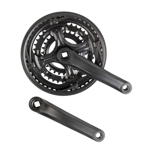 Kettenradgarnitur 3-fach, 48-38-28 Zähne, 170 mm Stahlkurbeln, schwarz