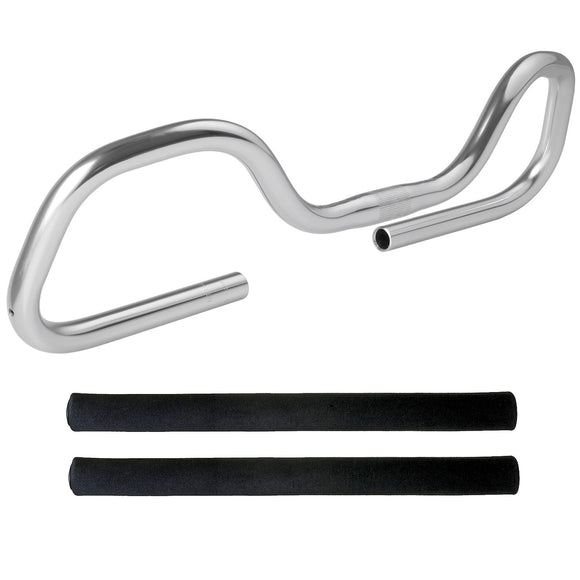 Multifunktionslenker 590mm Alu Silber mit Lenkerüberzüge + Lenkerstopfen