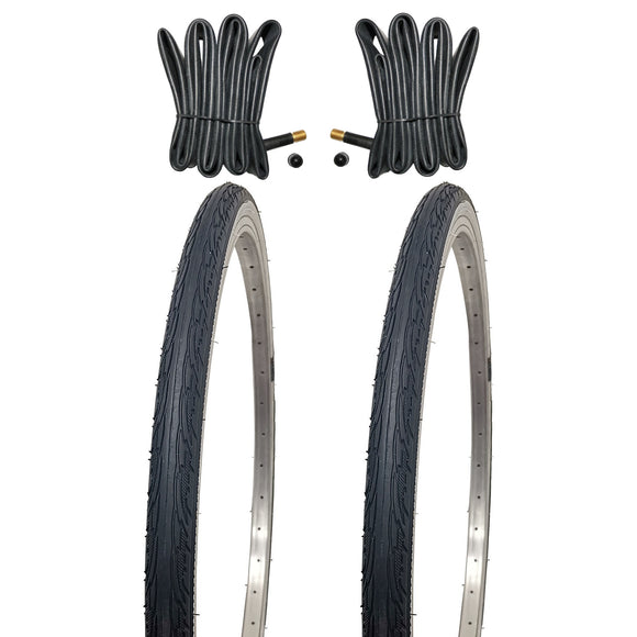 Kujo 2x 26x1 3/8 Zoll Fahrradreifen mit Weisswand inkl. Schläuche AV, 37-590, KU-2012